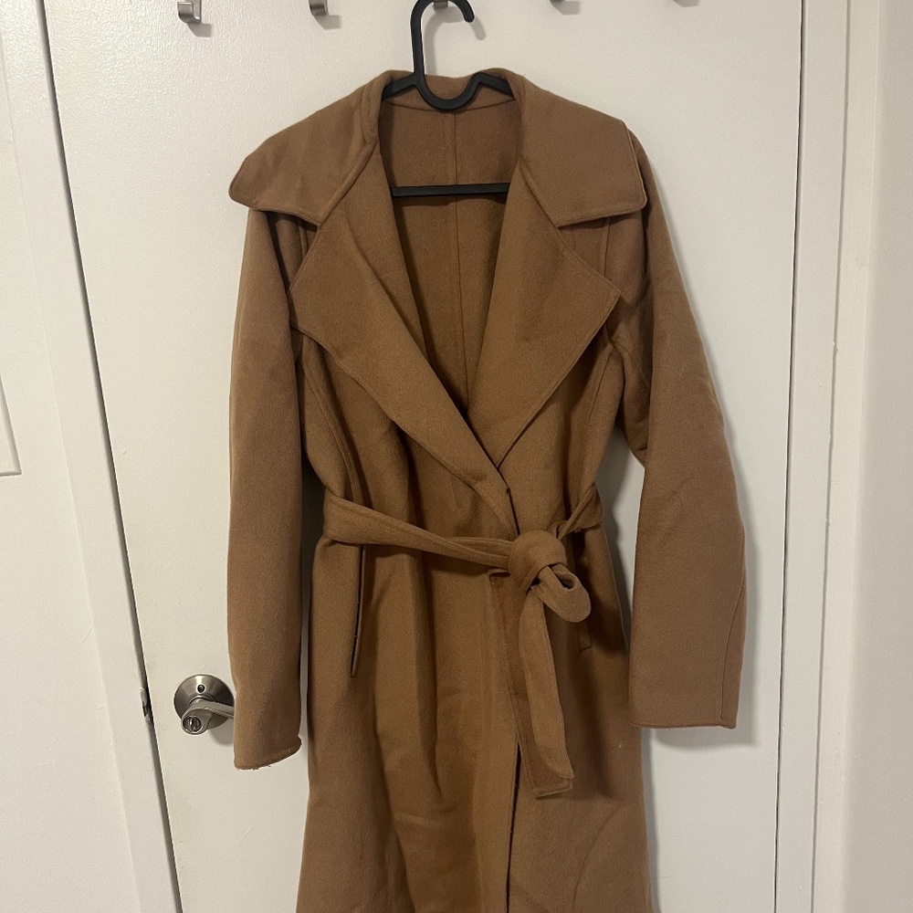 Uniqlo Camel Belted Long Coat | Size XS